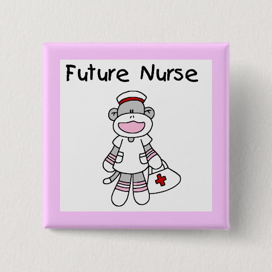 Sock Monkey Future Krankenpflege T - Shirt und Ges Button (Vorderseite)
