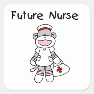 Sock Monkey Future Krankenpflege T - Shirt und Ges Quadratischer Aufkleber