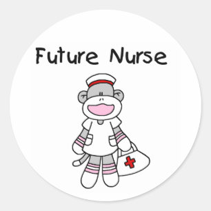 Sock Monkey Future Krankenpflege T - Shirt und Ges Runder Aufkleber