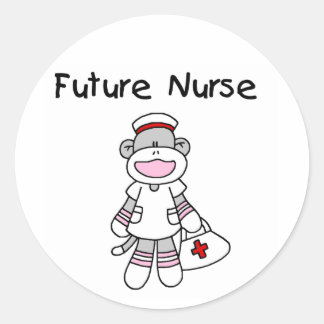 Sock Monkey Future Krankenpflege T - Shirt und Ges Runder Aufkleber