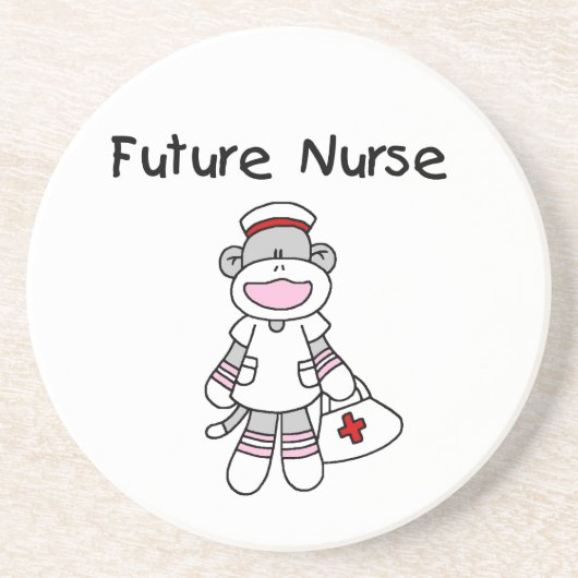 Sock Monkey Future Krankenpflege T - Shirt und Ges Sandstein Untersetzer (Vorne)