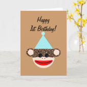 Sock Monkey Geburtstagkarte Karte (Gelbe Blume)