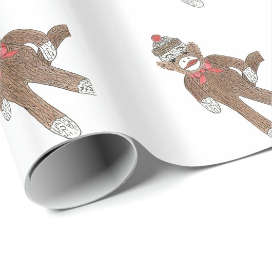 Sock Monkey Gift Wrap Geschenkpapier (Rolleneckpunkt)