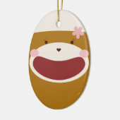 Sock Monkey Girl Christmas Tree Keramik Ornament (Links)