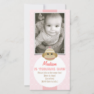 Sock Monkey Girl Geburtstag Einladung New Baby