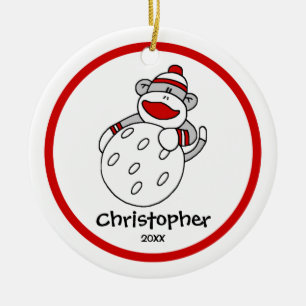 Sock Monkey Golf Boy's Weihnachtsdekoration Keramikornament