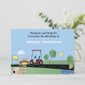 Sock Monkey Golf Geburtstag Einladungen (Stehend Vorderseite)