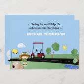 Sock Monkey Golf Geburtstag Einladungen (Vorne/Hinten)