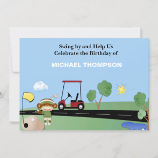 Sock Monkey Golf Geburtstag Einladungen