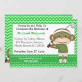 Sock Monkey Golf Geburtstag Einladungen (Vorne/Hinten)