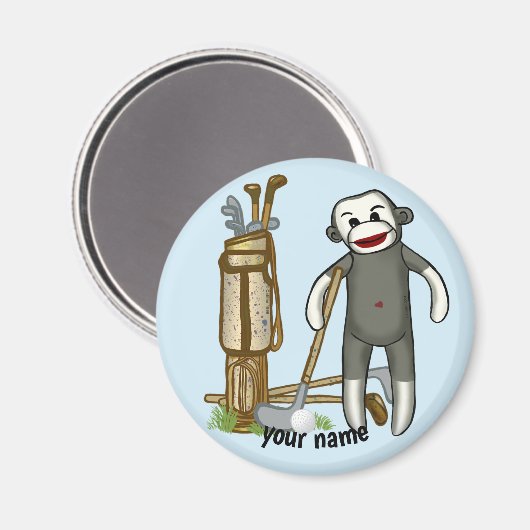 Sock Monkey Golf Magnet (Vorderseite/Rückseite)