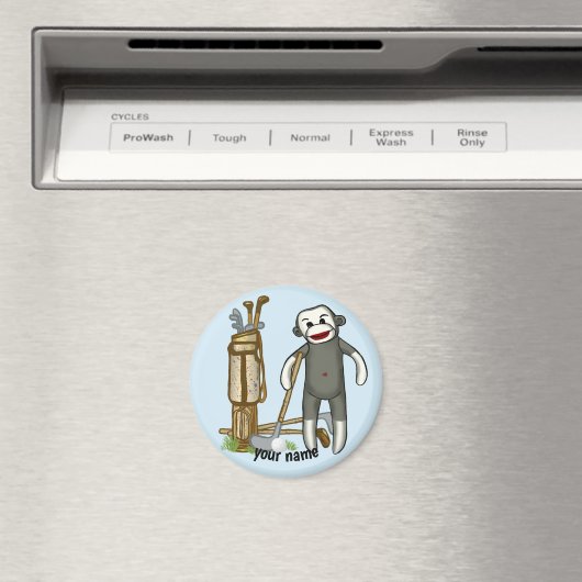 Sock Monkey Golf Magnet (In Situ (Geschirrspüler))