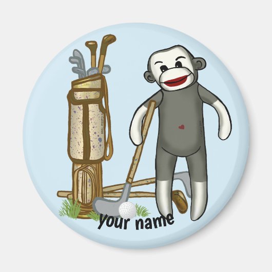 Sock Monkey Golf Magnet (Vorne)