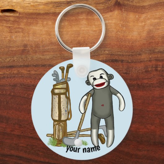 Sock Monkey Golf Schlüsselanhänger (Vorderseite)