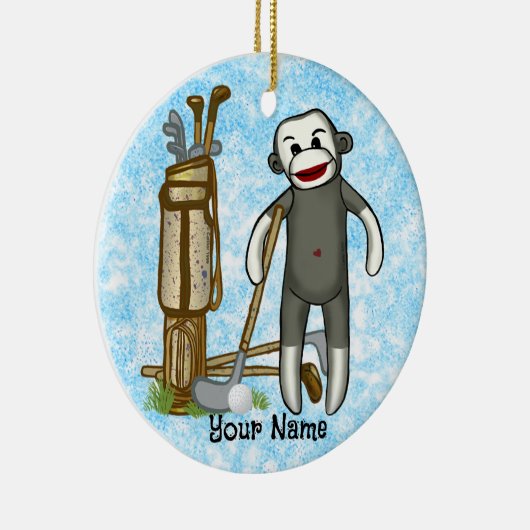 Sock Monkey Golfer Golf Ornament (Rechts)