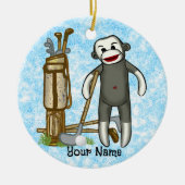 Sock Monkey Golfer Golf Ornament (Vorne)