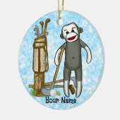 Sock Monkey Golfer Golf Ornament (Links)