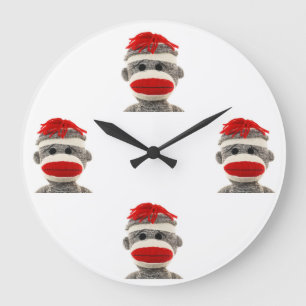 Sock Monkey Große Wanduhr