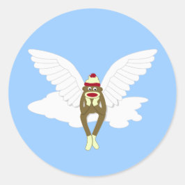 Sock Monkey Guardian Angel Runder Aufkleber