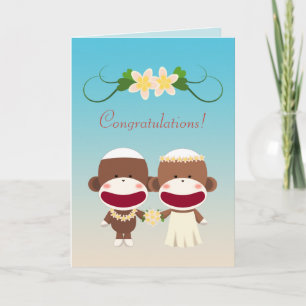 Sock Monkey Hawaiianische Hochzeit Karte