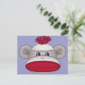 Sock Monkey Head Postkarte (Stehend Vorderseite)