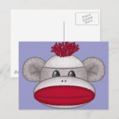 Sock Monkey Head Postkarte (Vorne/Hinten)