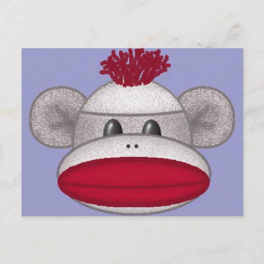 Sock Monkey Head Postkarte (Vorderseite)