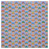 Sock Monkey Heads mit Deckel auf Blue Fabric Stoff (Muster)