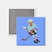 Sock Monkey Hockey Player Magnet (Vorderseite/Rückseite)