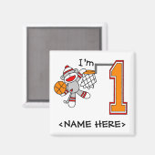Sock Monkey Hoops 1. Geburtstag Magnet (Vorderseite/Rückseite)