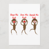 Sock Monkey - Hört, sprecht, seht KEIN EVIL Postkarte (Vorderseite)