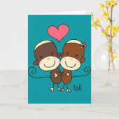 Sock Monkey Hugz Grußkarte Karte (Gelbe Blume)