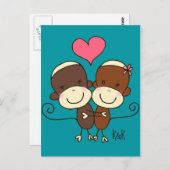 Sock Monkey Hugz Postcard Postkarte (Vorne/Hinten)