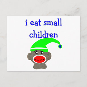 Sock Monkey "I EAT KLEINE KINDER" Postkarte