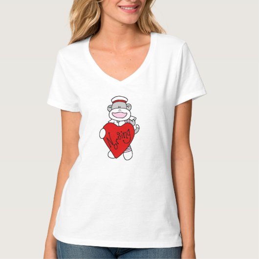 Sock Monkey I Liebe Pflege T - Shirt und Geschenke (Vorderseite)
