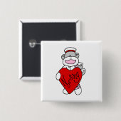 Sock Monkey I Liebe Pflege T - Shirt und Geschenke Button (Vorne & Hinten)