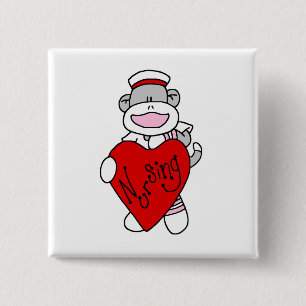 Sock Monkey I Liebe Pflege T - Shirt und Geschenke Button