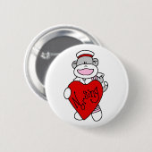 Sock Monkey I Liebe Pflege T - Shirt und Geschenke Button (Vorne & Hinten)