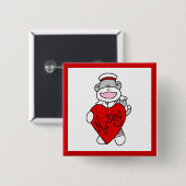 Sock Monkey I Liebe Pflege T - Shirt und Geschenke Button (Vorne & Hinten)