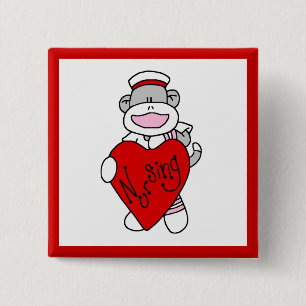 Sock Monkey I Liebe Pflege T - Shirt und Geschenke Button