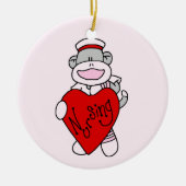 Sock Monkey I Liebe Pflege T - Shirt und Geschenke Keramikornament (Vorne)