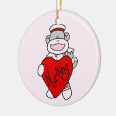 Sock Monkey I Liebe Pflege T - Shirt und Geschenke Keramikornament (Links)