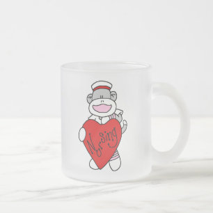 Sock Monkey I Liebe Pflege T - Shirt und Geschenke Mattglastasse