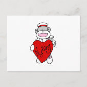 Sock Monkey I Liebe Pflege T - Shirt und Geschenke Postkarte (Vorderseite)