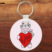 Sock Monkey I Liebe Pflege T - Shirt und Geschenke Schlüsselanhänger (Vorderseite)