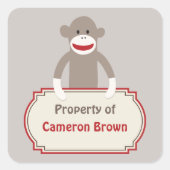 Sock Monkey - individueller Aufkleber (Vorderseite)