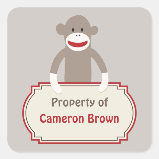 Sock Monkey - individueller Aufkleber (Vorderseite)