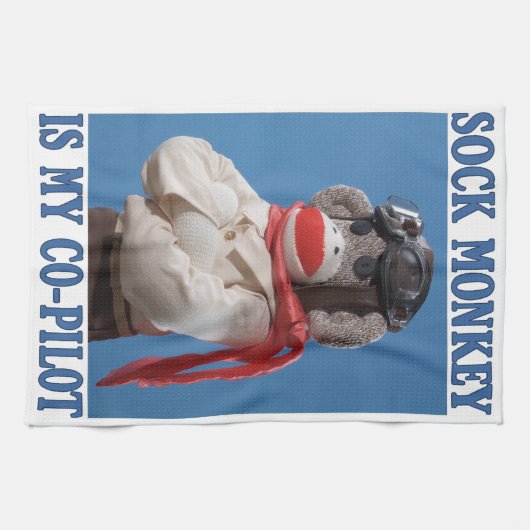 Sock Monkey ist mein Co-Pilot Geschirrtuch (Horizontal)