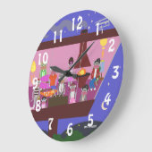 Sock Monkey Jet Set Party Cartoon Retro Art Große Wanduhr (Winkel)