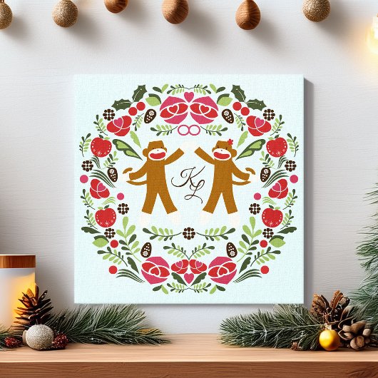 Sock Monkey Joy Leinwanddruck